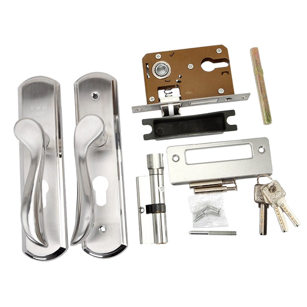 European Style Stainless Steel Door Handle Lock Anti-theft Door Lever Dual Latch Lockset with Keys