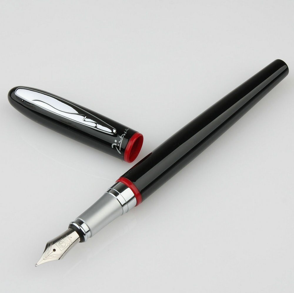 Picasso 907 black and silver iridium 0.5mm point pen ink Fountain Pen Montmartre Red Ring B Nib Fountain Pens