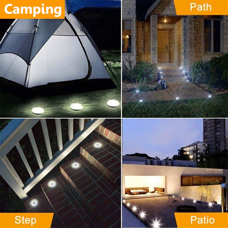 Led Solar Ground Tuin Licht Buiten Grond Begraven Trap Lamp Decking Oprit 12Pcs Led Solar Tuin Verlichting