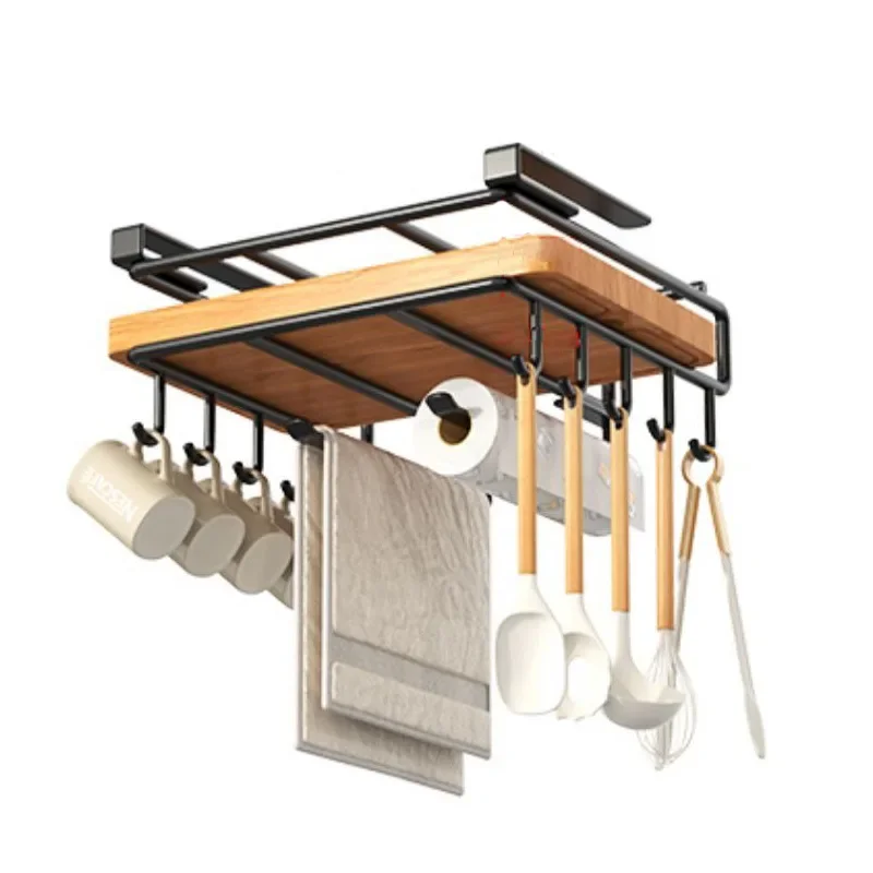 Keuken Ophangen Organizer Rek Met Haken Onder Kast Papieren Handdoek Lappen Hanger Snijplank Pot Cover Houder Opbergplank
