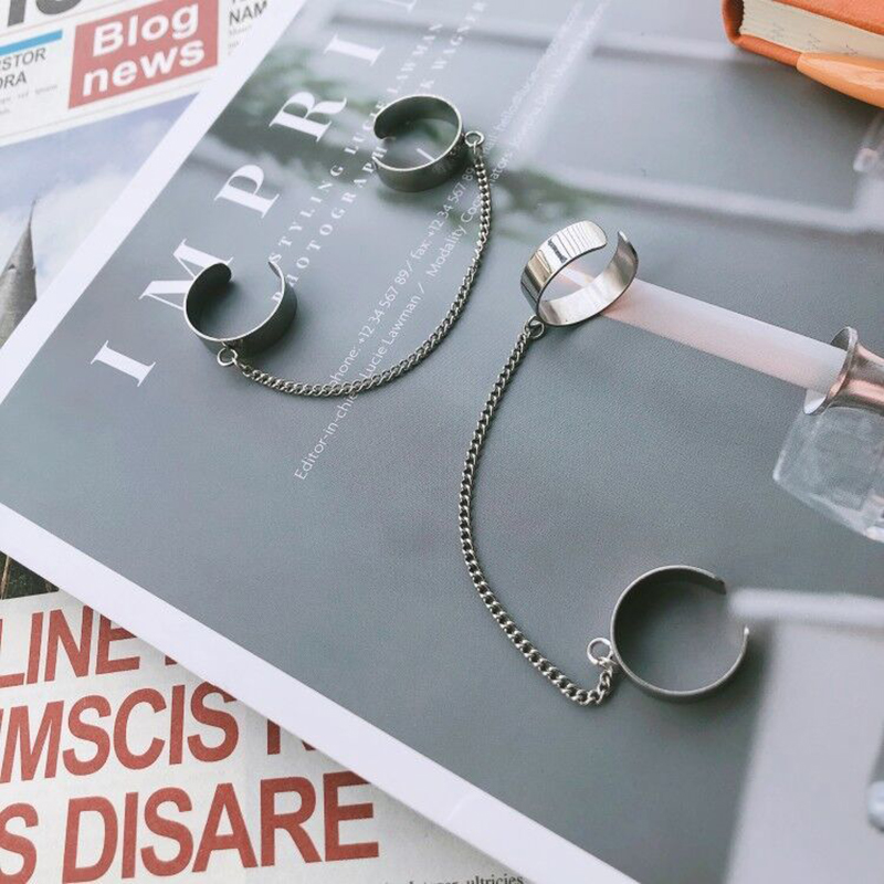 Fantastici anelli a catena a doppio dito per donna uomo apri nappa regolabile punk HipHop anelli di barretta gioielli di moda: stile 1