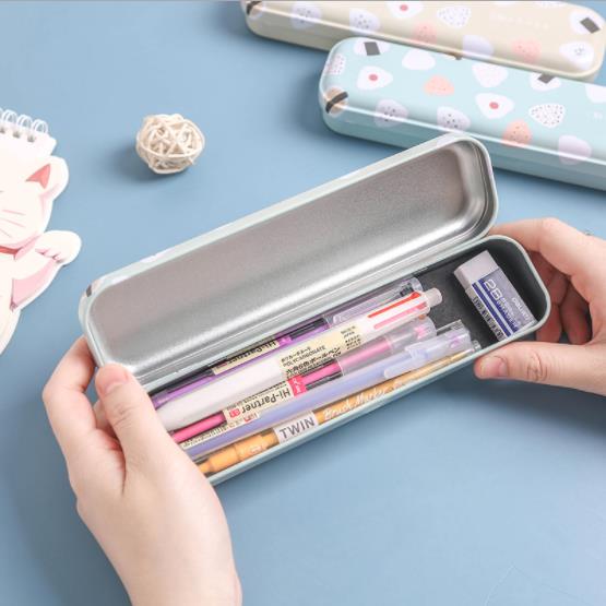 1Pcs Cartoon Koreaanse Kleine Metalen Etui Studenten Stationair Leuke Pennenbakje School Kantoorbenodigdheden