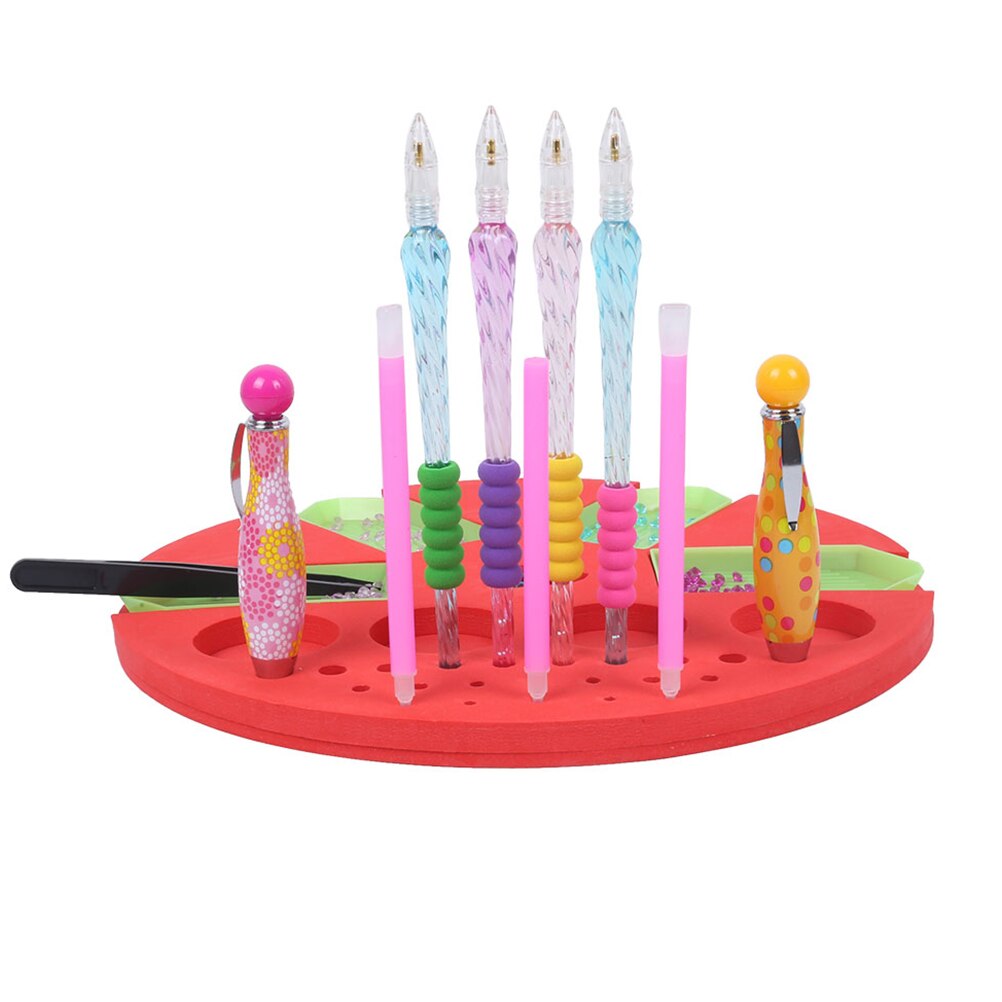 1pcs Diamond Painting Tray with 4 Plates Round DIY Silicone Art Craft Accessories Tray Organizer Tools Holder for Kids Adults