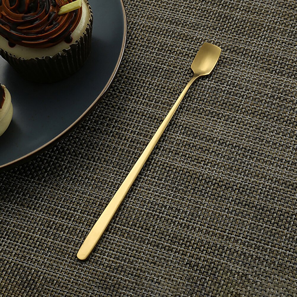 Square Head 15/17cm Square Head Stainless Steel Medicine Spoon Dinner Tableware Cutlery Mini Teaspoons Kitchen Coffee tea spoons