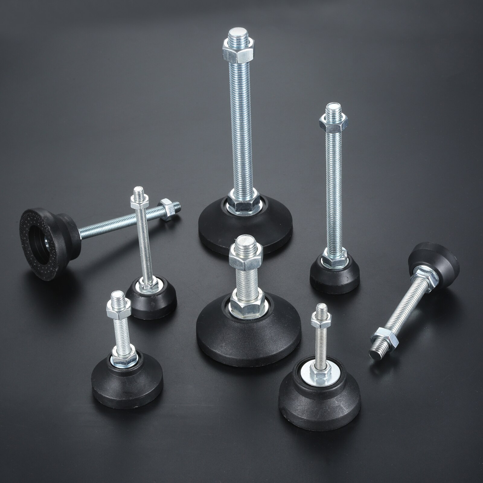 Adjustable Levelling Feet Swivel Base Furniture Glide Pad Adjusting Foot M8 M10 M12 M14 M16 Threaded Screw in Height 2/1 PC