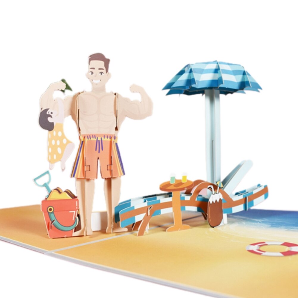 Father's Day 3D Greeting Card Pop-up Birthday Card Expressing Gratitude With Envelope Children DIY Card: Default Title