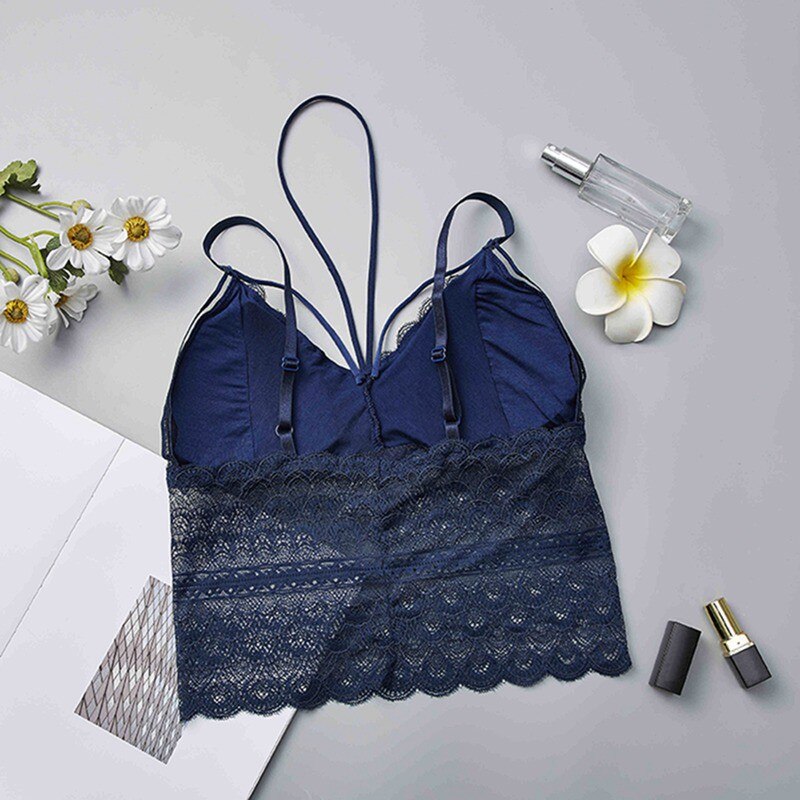 Women Lace Strap Wrapped Chest Shirt Top Summer Crop Top Ladies Camisole Bralett