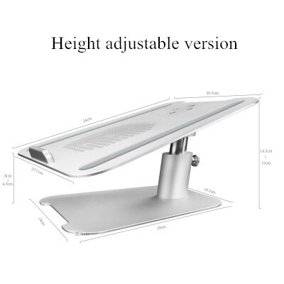 Verstelbare Hoogte Laptop Stand Aluminium Notebook Cooling Platform Gratis Lift Verhoog Houder Voor Macbook Air Pro Oppervlak: Height adjustable