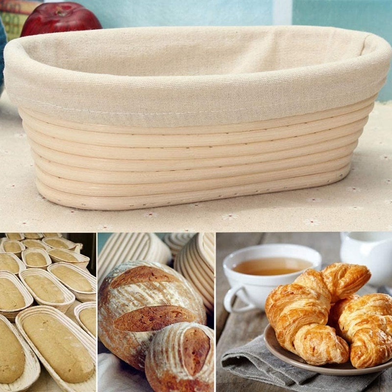 Banneton Proofing Basket Set - Artisan Sourdough Bread Bakery Basket,Dough Scraper/Cutter & Brotform Cloth Liner