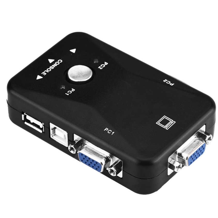 3-way 2/4Port USB VGA KVM Switch Box Adapter Control up to 2 Computers Monitor