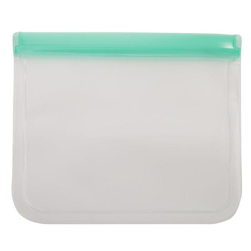 Reusable Silicone Food Storage Bags Leakproof PEVA Fruit Food Freezer Bag Fruit Meat Milk Organizer Ziplock Kitchen Supplies: Green 23x17cm