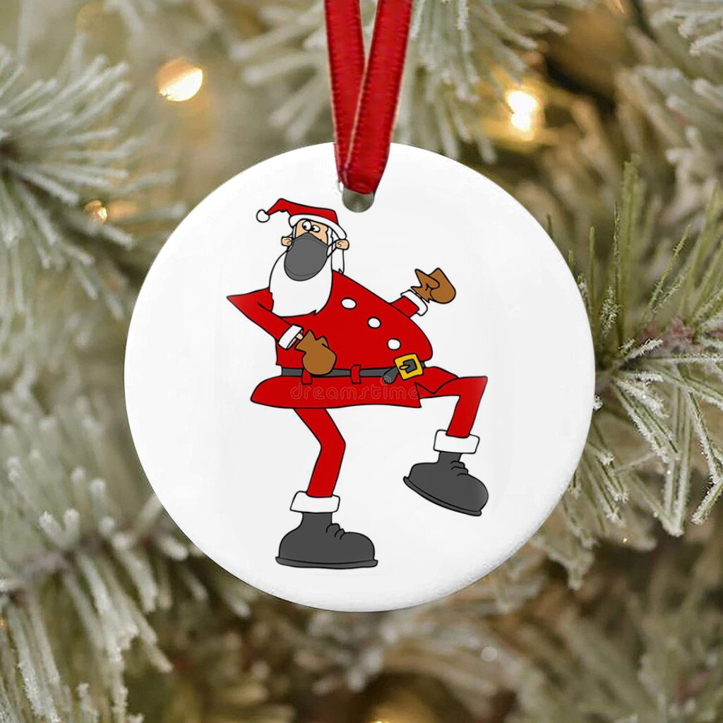 Ciondolo albero di natale Haning blocchi di legno giocattoli babbo natale indossando ornamenti maschera 2020 male ma decorazione natalizia Oc6: D