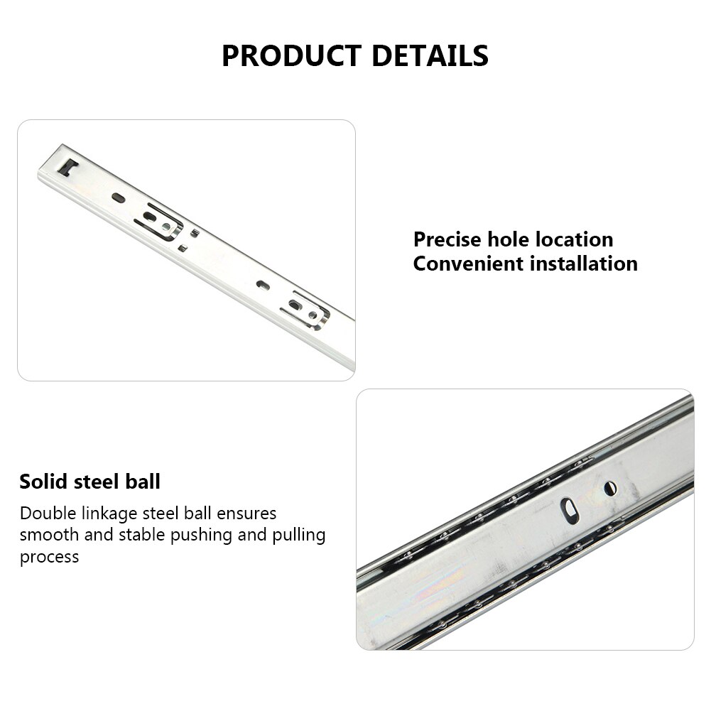 2 Sections Drawer Slides Micro Guide Steel Ball 27mm Wide Steel Ball 2 Fold Ball Slide Cabinets Drawer Steel Ball Cabinet Slides