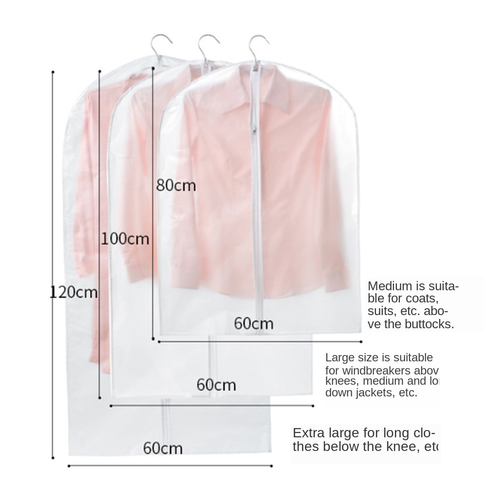 5Pcs Kleerhanger Pak Kledingstuk Jas Stofdicht Stofkap Huishoudelijke Opbergzakken Opknoping Organisator Garderobe Hangers