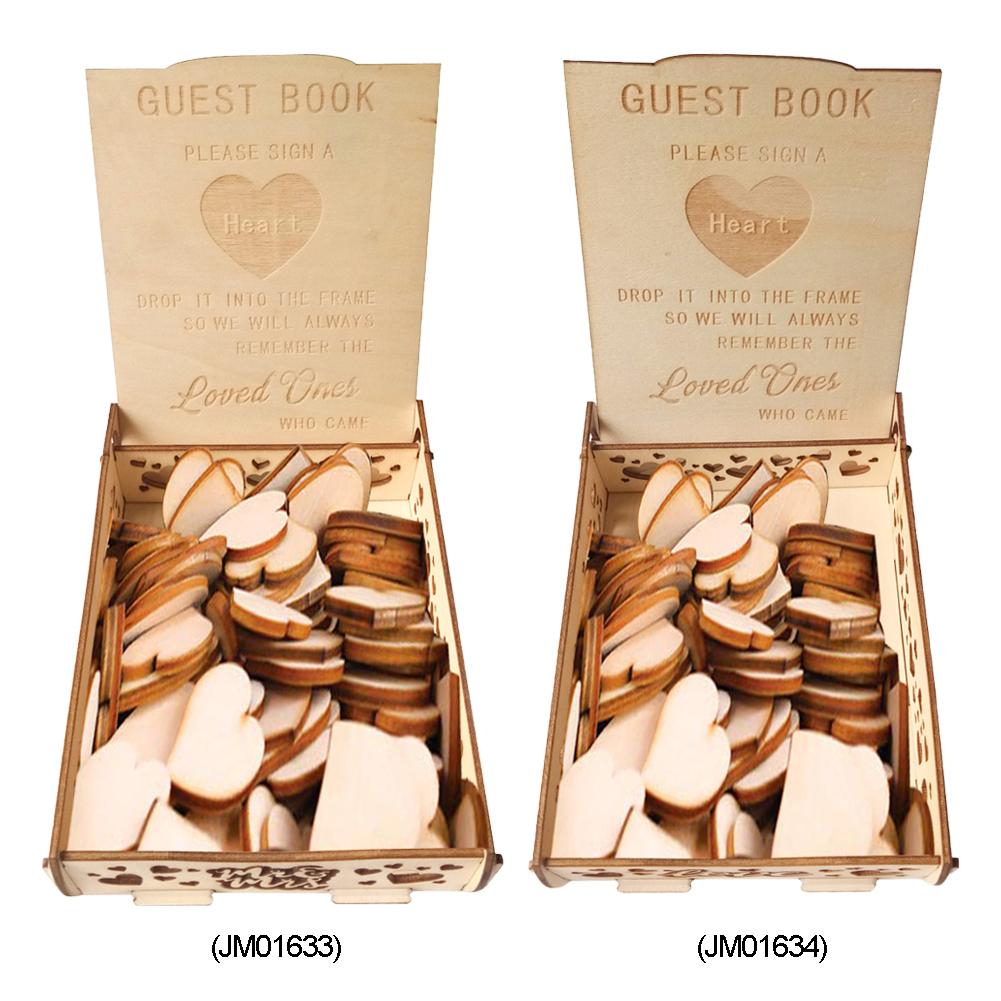 Wedding Signature Box Decor Wooden Box Hearts Romantic Rustic Sweet Guestbook Wedding Supplies Business Card Box