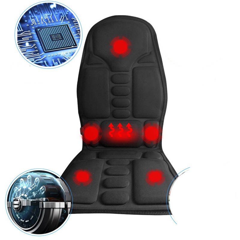 Electric Portable Heating Vibrating Back Massager Chair In Cussion Car Home Office Lumbar Neck Mattress Pain Relief
