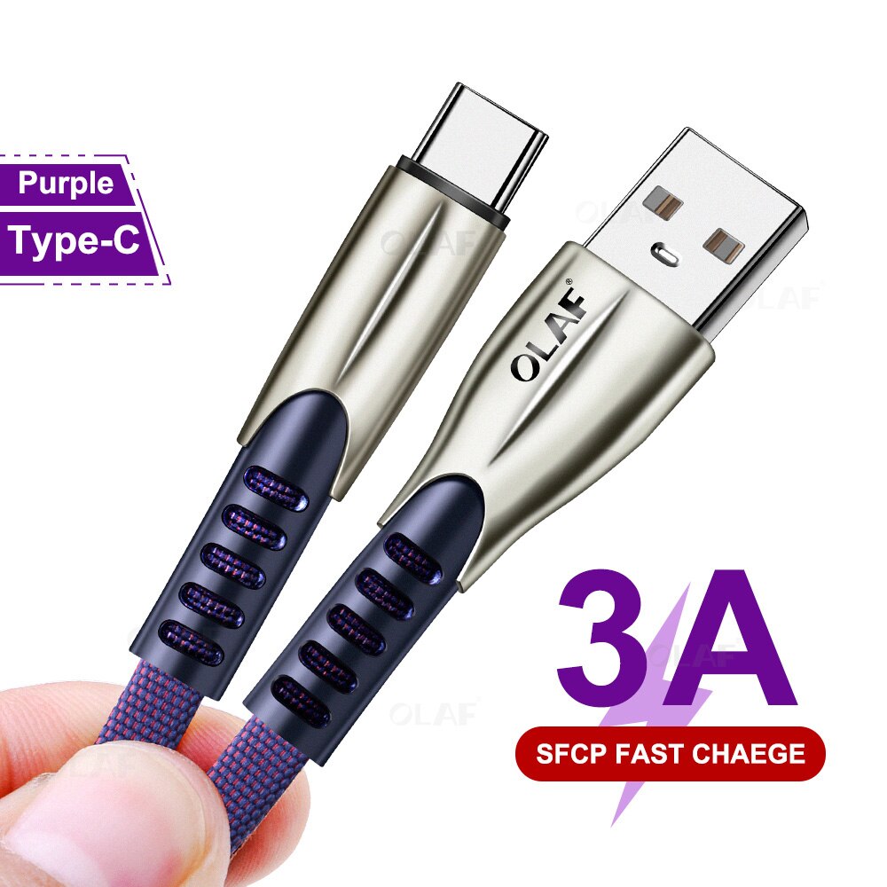 Olaf USB Typ C Kabel für Samsung S9 S8 Quick Charge 3,0 Schnelle Typ-C Handy USB C kabel für Xiaomi mi9 Redmi hinweis 7 8 Kabel: Purple / 0.5m