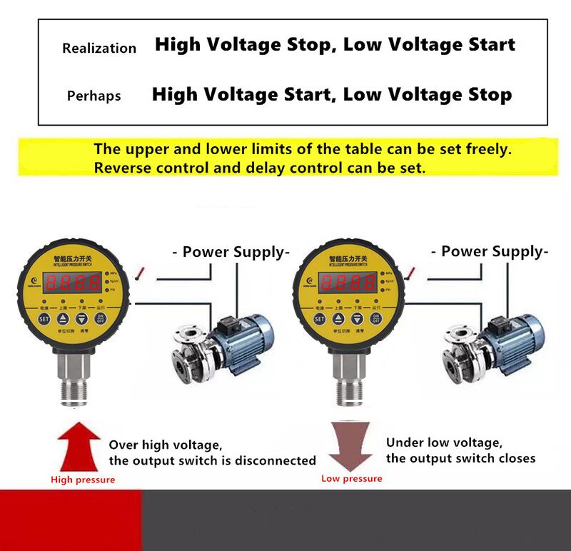 Dual Relay Dual Output Digital Pressure Gauge Vacuum Electric Contact Pressure Gauge Negative Pressure Switch Controller