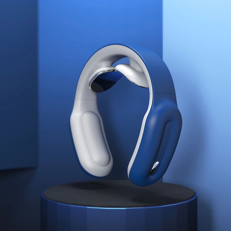 Smart Electric Neck Shoulder Massager Pain Relief Tool Health Care Relaxation Cervical Vertebra Physiotherapy Heating Massager: Blue