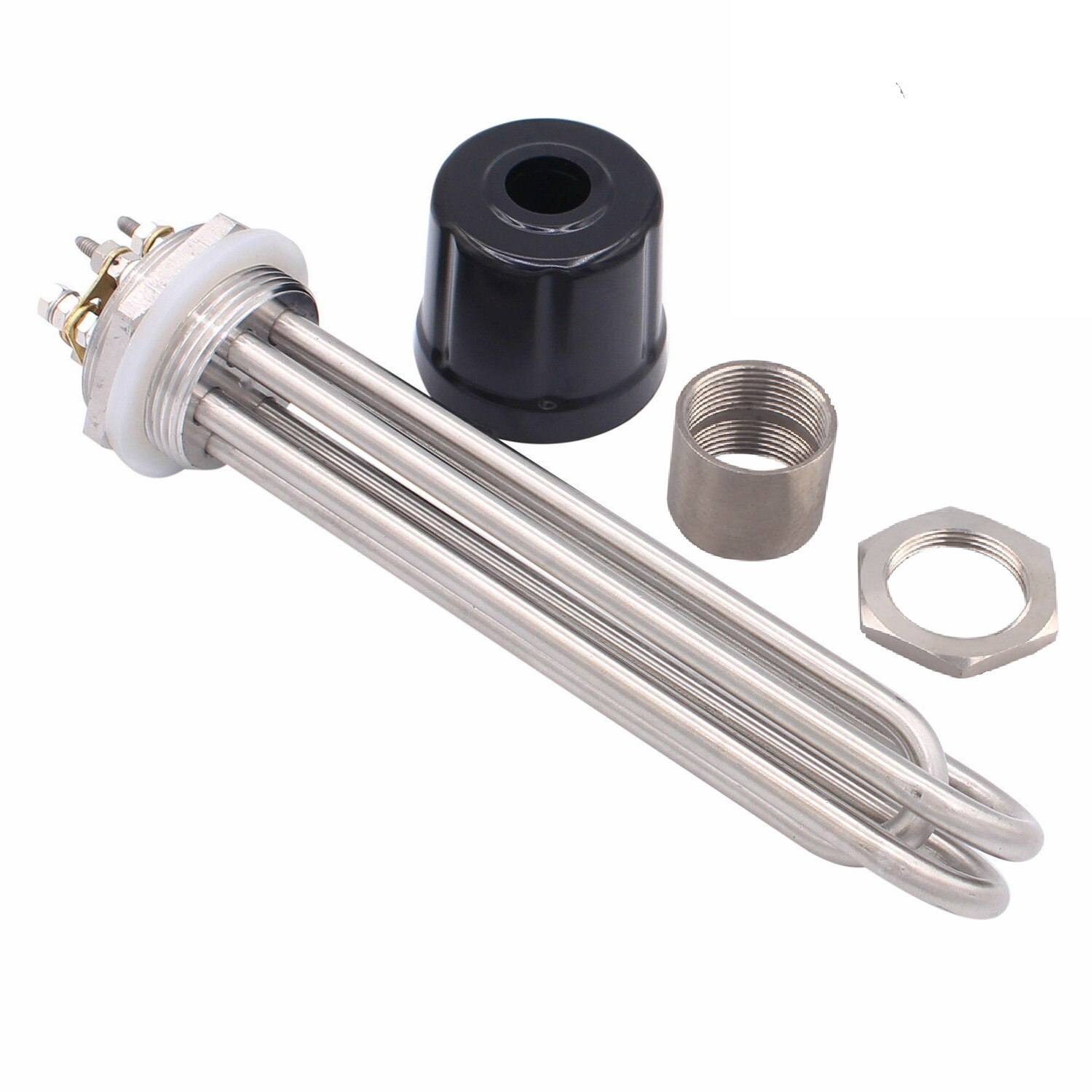 Aiicioo 1.5 "Bsp Draad Verwarming Pijp Elektrische Kachel Verwarming Element Voor Vloeibare DN40 47Mm 220V/380V 3KW 4.5KW 6KW 9kw 12KW: 380V 12KW 330mm / accessoris locknut