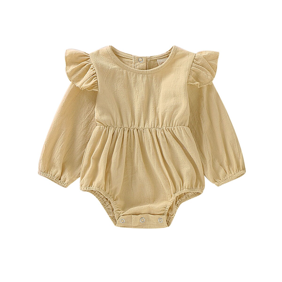 0-24M Baby Meisjes Lange Mouw Romper Meisje Katoen Bodysuit Baby Jumpsuit Kleding Todder Solid Lange Mouwen Outfits kids Rompertjes: YELLOW / 12m