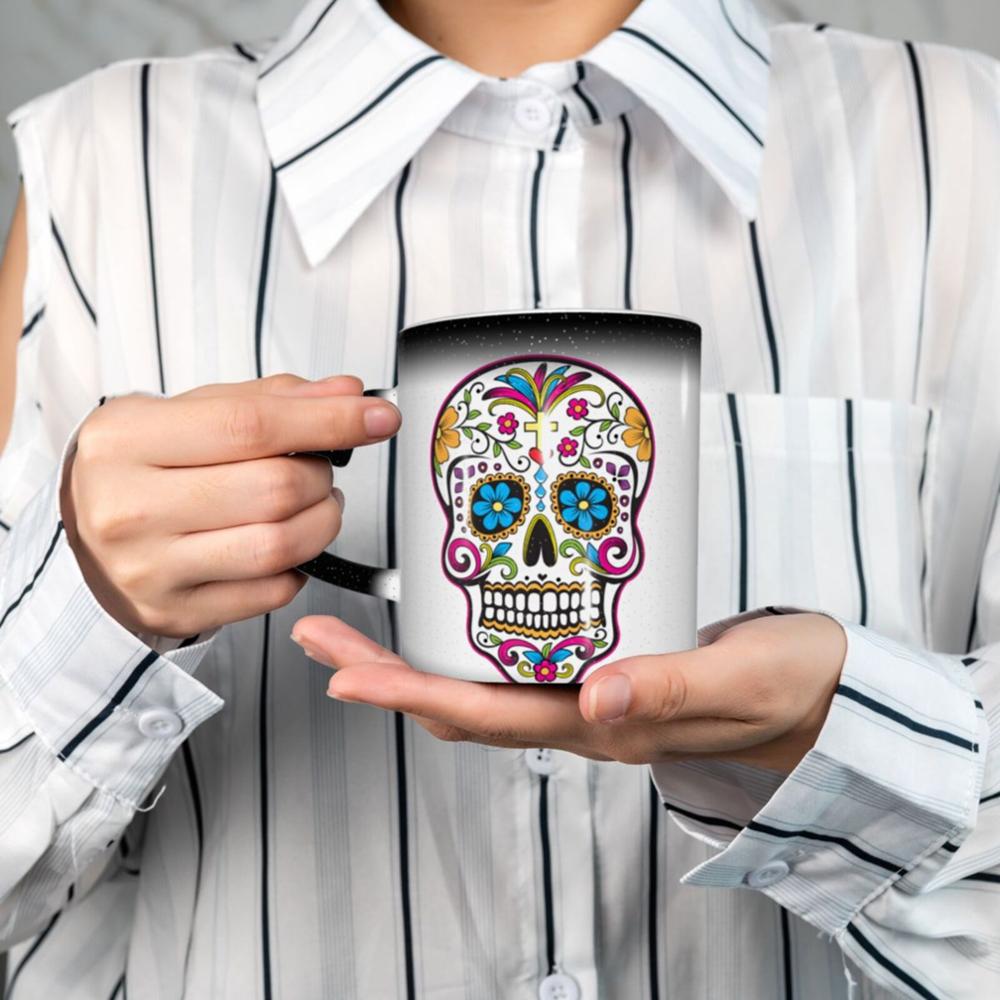 Mexicain sucre crâne café K tasses tasses en verre tazas ensemble jetable solo support beignet bouteille d'eau chaude gobelet tasse copo termico