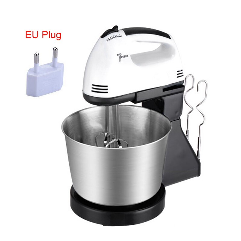 Automatisk 7 -trinns kake eggemikser blender elektrisk stå miksere deig krok visp visp håndholdt mel brød egg visp blender: Svart eu-plugg
