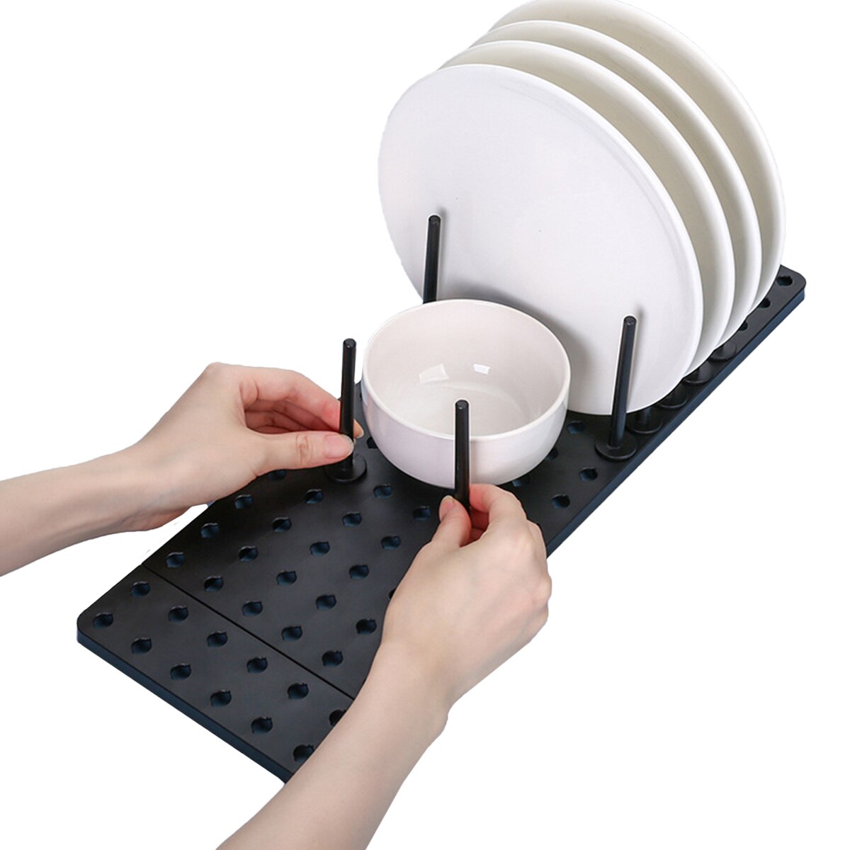 Étagère de rangement Flexible pour bols et plats, égouttoir à vaisselle réglable librement, étagère séparée avec douze piliers, produit ménager pratique