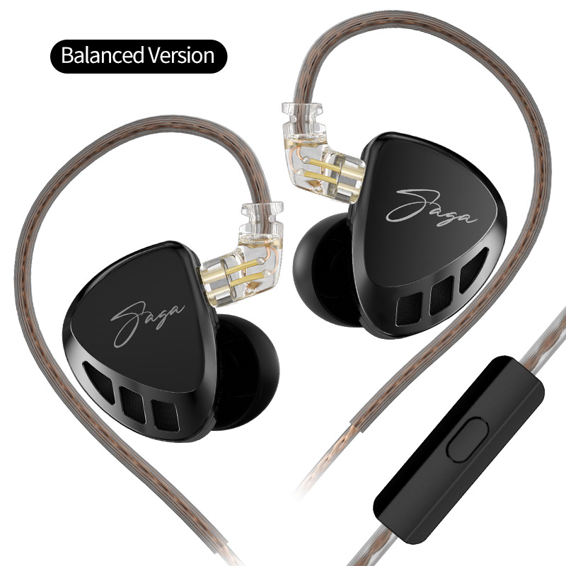 KZ Saga Wired Earphones Stage Live Monitor Sport Headphones HiFi Stereo Bass Fever Music Metal Earbuds Gaming Headset: wine red