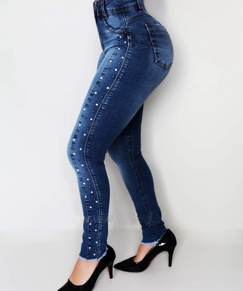 Kvinder jeans slim skinny den... – Grandado