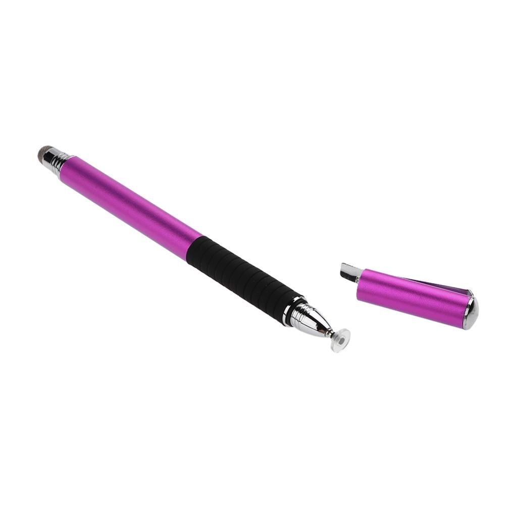 2 en 1 écran tactile capacitif dessin stylet stylo avec stylo chapeau Portable stylo pince pour iPhone téléphone intelligent tablette PC ordinateur: Pink