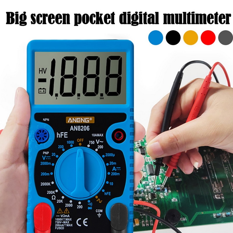 Digitale Multimeter Groot Scherm Pocket Elektricien Gereedschapskist Met Tafel Multimeter Ac/Dc Amperemeter Weerstand Tester