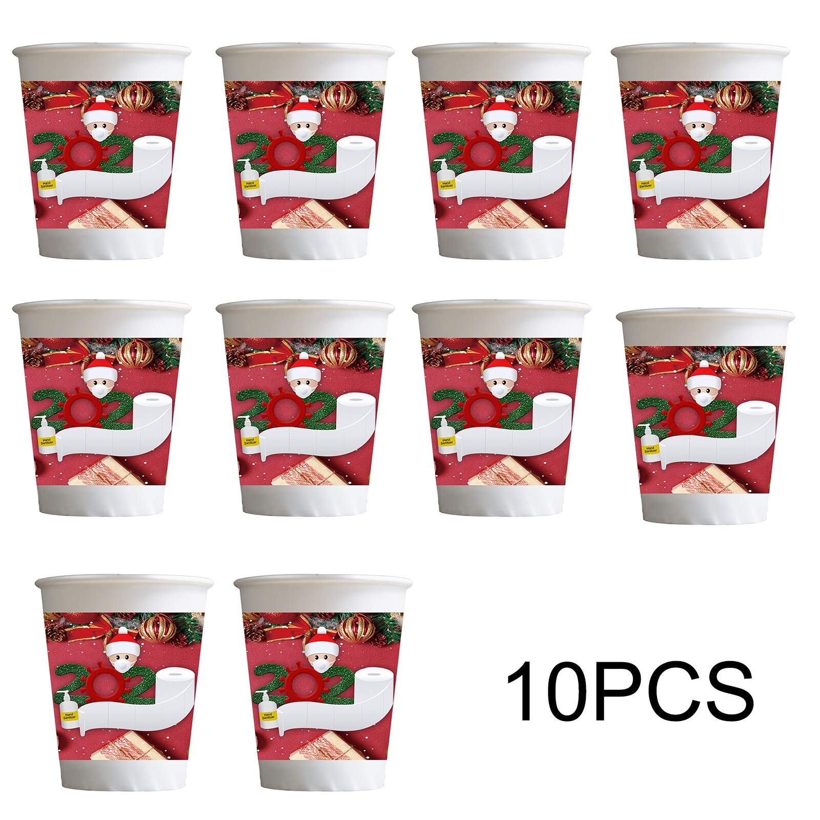 10PCS Christmas Paper Cups Christmas Decorations for Home Santa Disposable Cup Year Party Table Decor MDJ998: Default Title