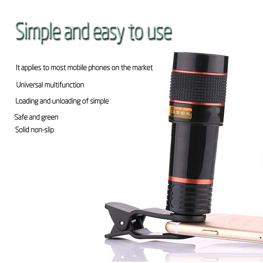 Telefon Kamera Objektiv 12X Zoom Tele Universal Clip Auf Objektiv Kit Für iPhone X 8 8plus 7plus 6S 6 Plus Für Android oder Andere