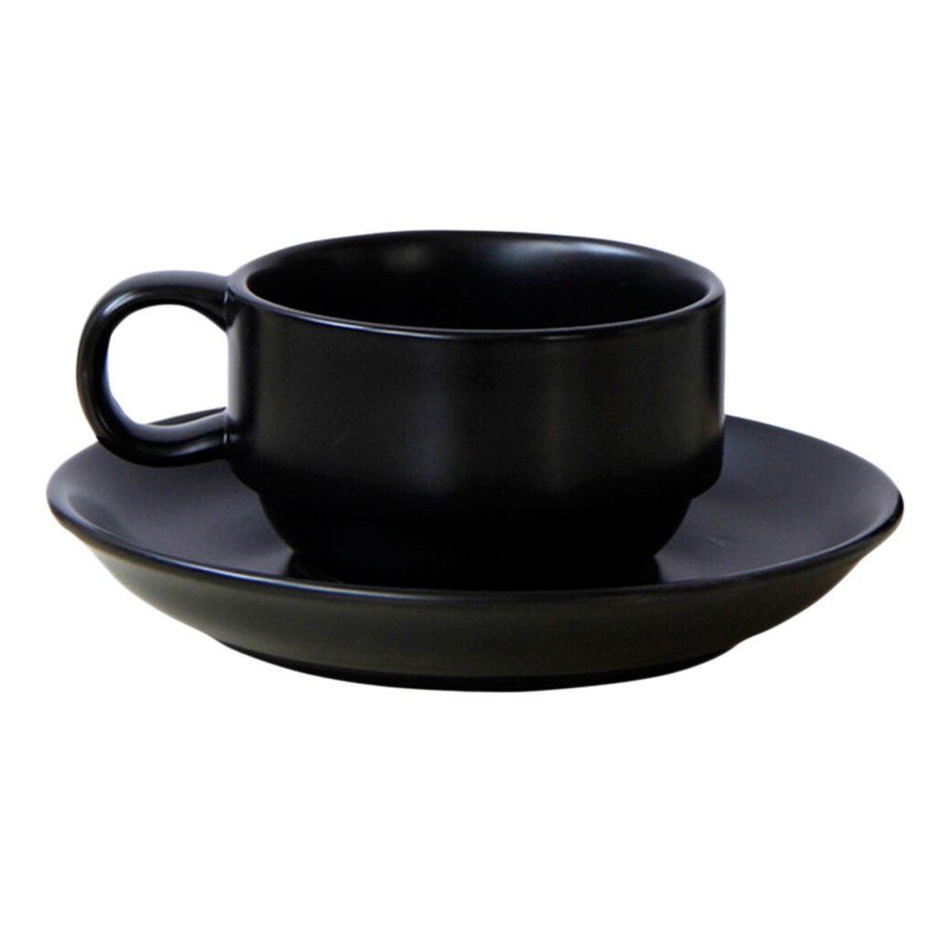 Ceramic Cup Coffee Cup Mug Tea Cup Set for Office and Home Perfect , Maximum Capacity 180ml/ 6 ounce (Black)