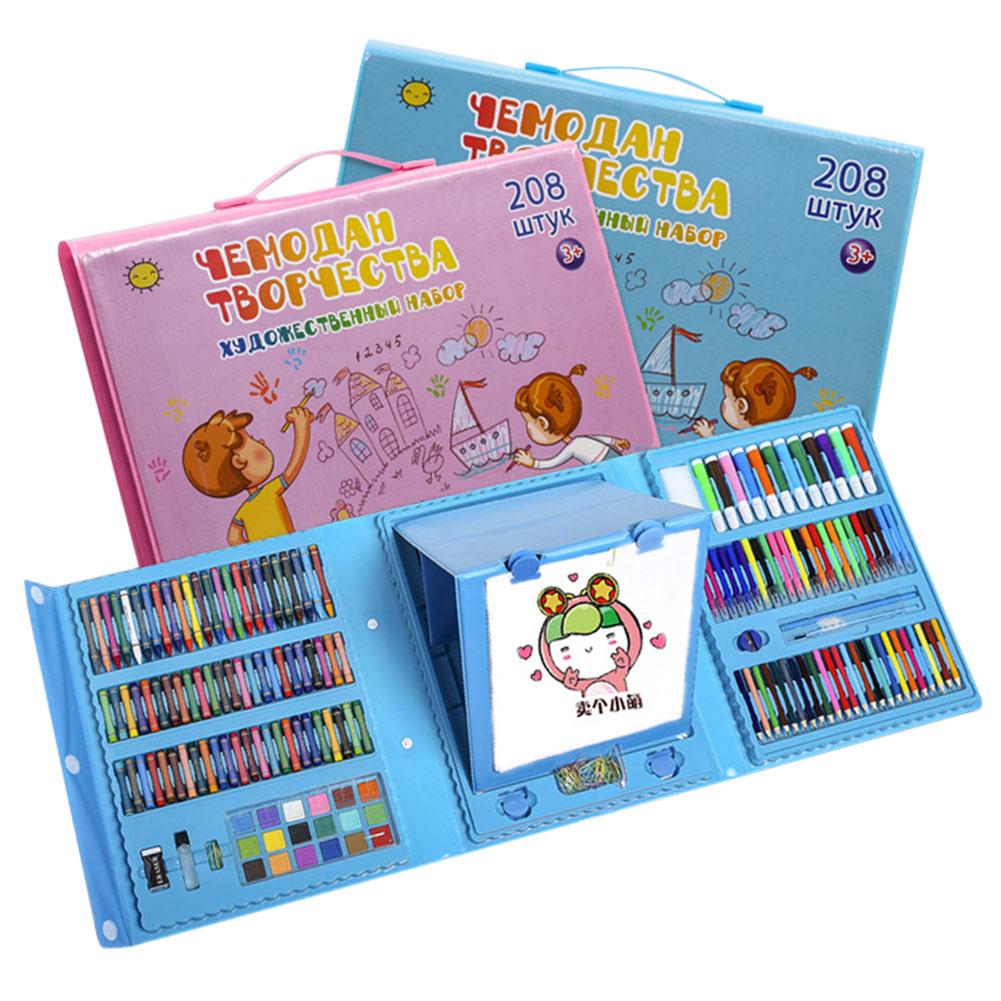 Conjunto para Artista de dibujo de pintura de colores, 208 Uds., Kit de artista, lápices de cera para pintar, marcador, herramientas de dibujo, juego de dibujo para guardería
