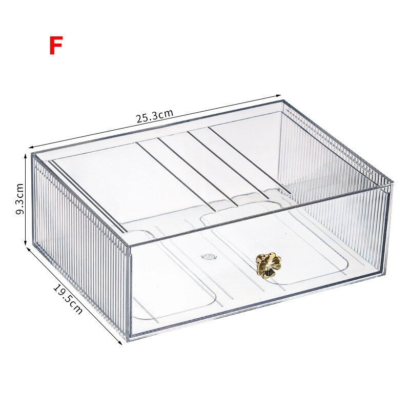 Vanity Clear Makeup Organizer Drawers Stackable Skin Care Products Cosmetic Display Beauty Case Cotton Pad Jewelry Storage Box: F