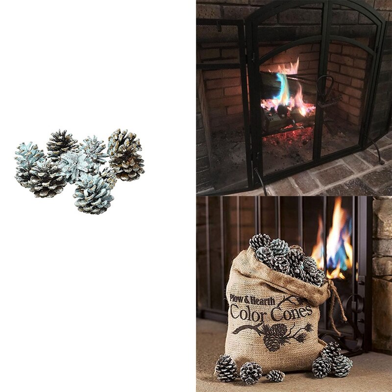 Neue Brennenden Kamin Tannenzapfen Holz Brennen Zubehör, Kamin, Lagerfeuer, Feuer Grube Blau Und Grün Farbige