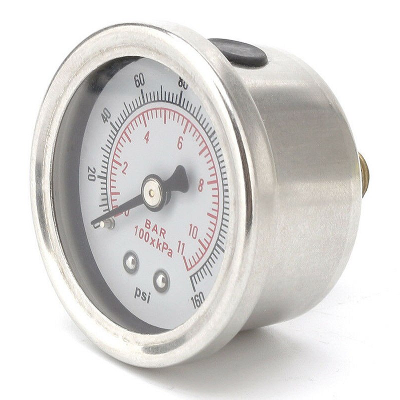 Adjustable 0-160 PSI Fuel Oil Pressure Regulator Gauge Chrome Silver Universal
