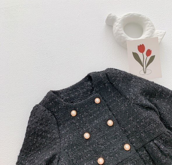 Cultiseed Girls Autumn Wintern Wool Blends Long Outerwear Coats Baby Children Double Breasted Long Sleeve Plaid Coats Kids Jaket