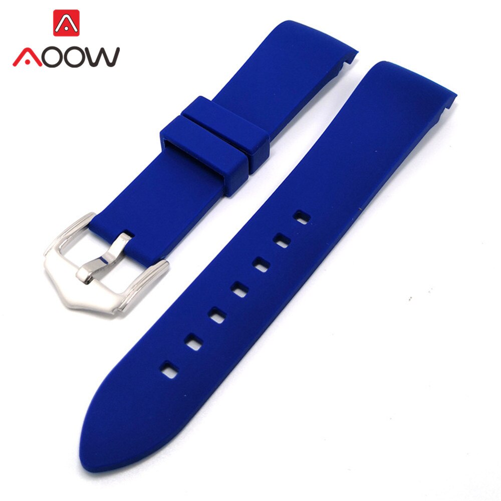 18Mm 20Mm 22Mm 24Mm Zachte Siliconen Band Universele Elleboog Arc Rubber Band Sport Waterdicht Vervanging Armband horloge Accessoires: Blue / 20mm