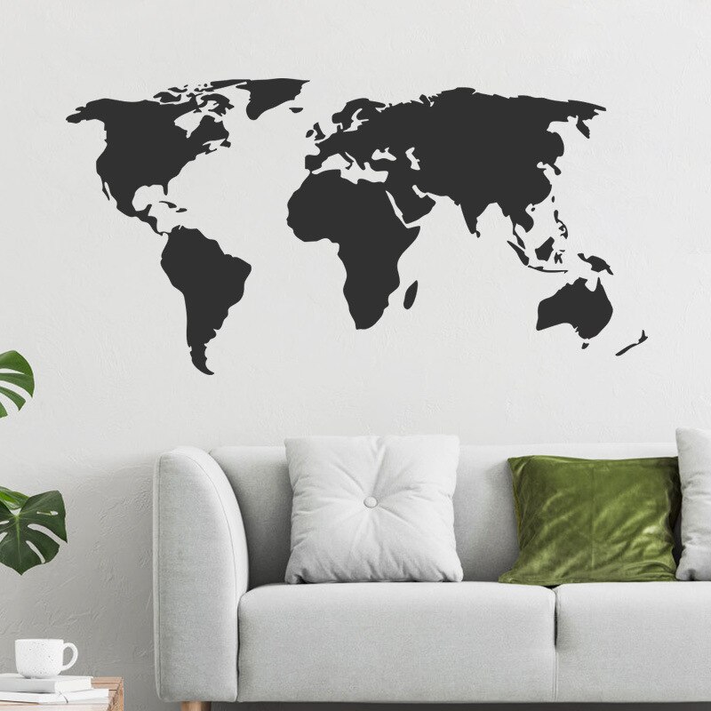Black World Map Wall Stickers Living room Bedroom Wall Decor Kids room Vinyl Wall Decals Art Wallpaper Home Decoration