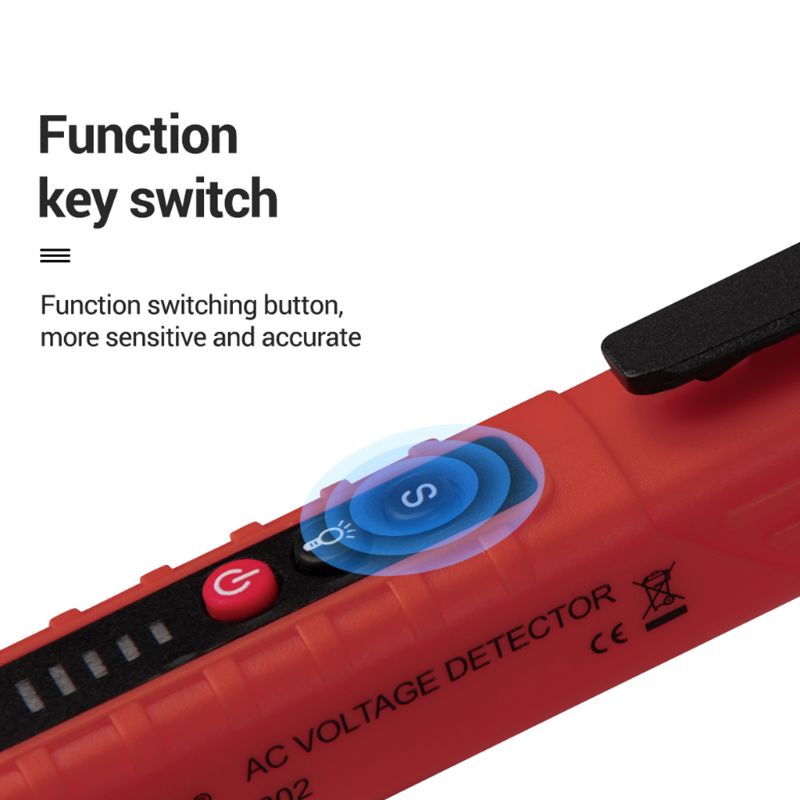 Vd802 vd802 berøringsfri ac spændingsdetektor tester meter 12v-1000v pen stil elektrisk indikator led udgang ac induktionsspænding