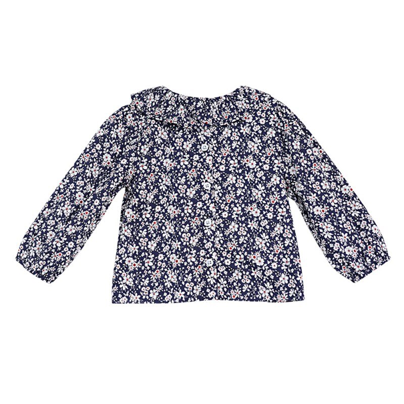 Automne filles mignonnes Blouse bébé filles solides hauts vêtements fleur col manches bouffantes Blouse bébé fille vêtements décontracté infantile Costum