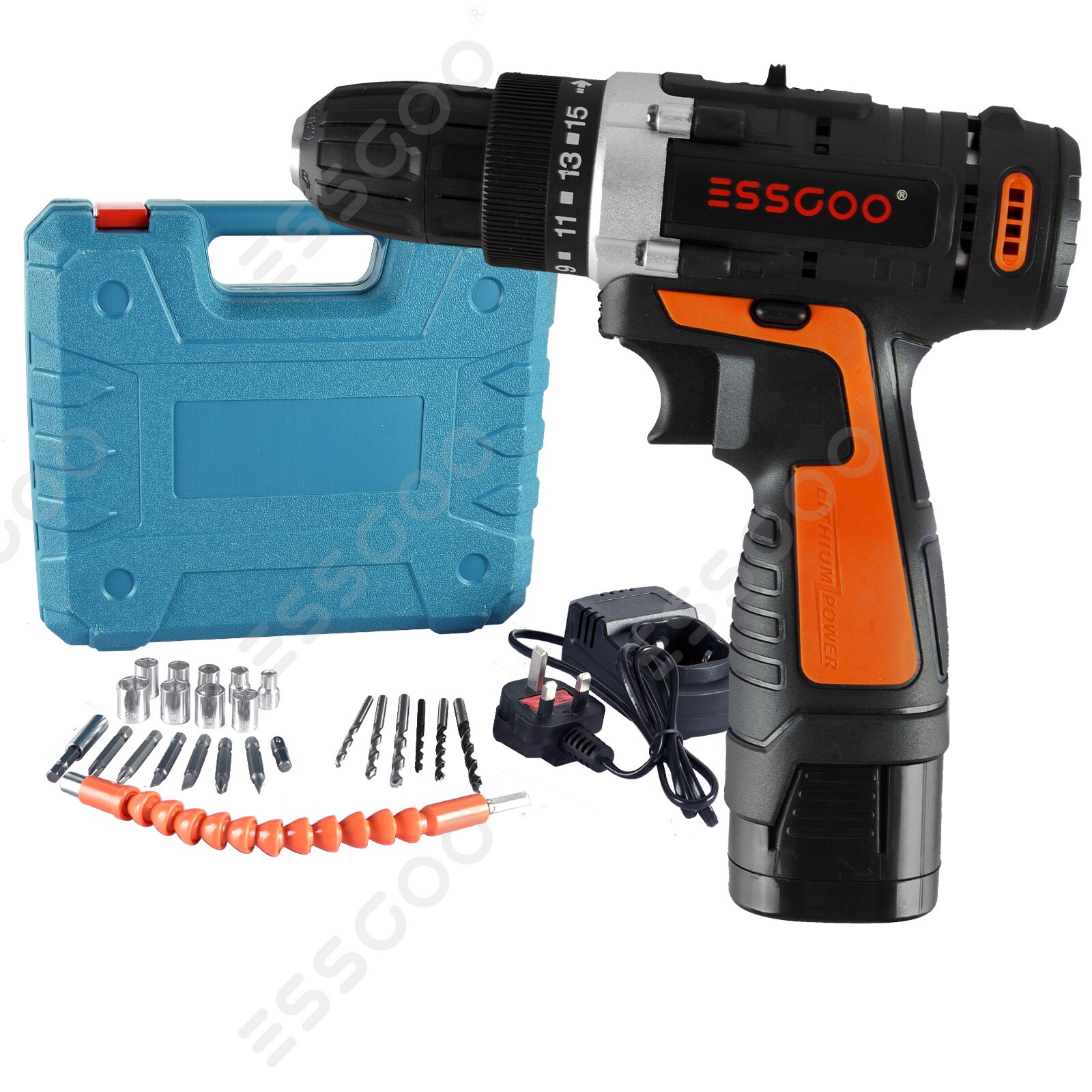 CONENTOOL-destornillador eléctrico inalámbrico recargable, taladro de impacto LED de 2 velocidades, herramientas eléctricas, batería de 1.5Ah, 18V: Orange