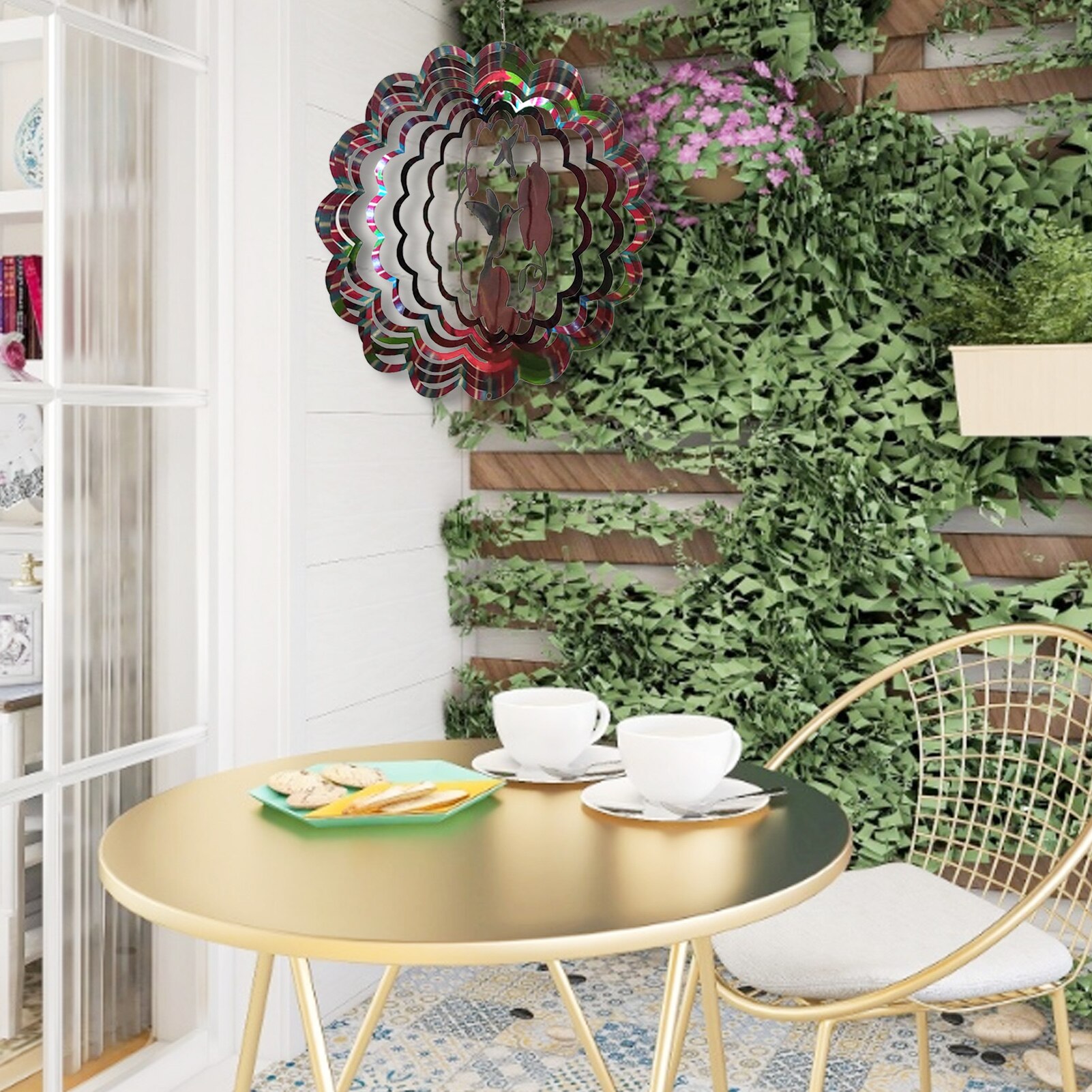 Wind Chimes 3D Metal Hummingbird Wind Spinners Garden Decor Wind Spinner Door Wall Hanging Decor Home Decor Wind Chimes