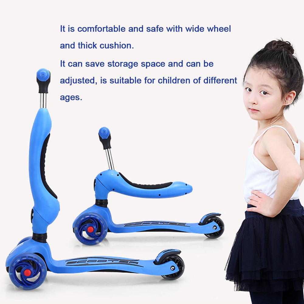Children's Scooter Sitting And Standing Sliding 2 In 1 With 4 Wheel Sitting 1-8 Years Old Scooter Baby Foldable Colorful Scooter