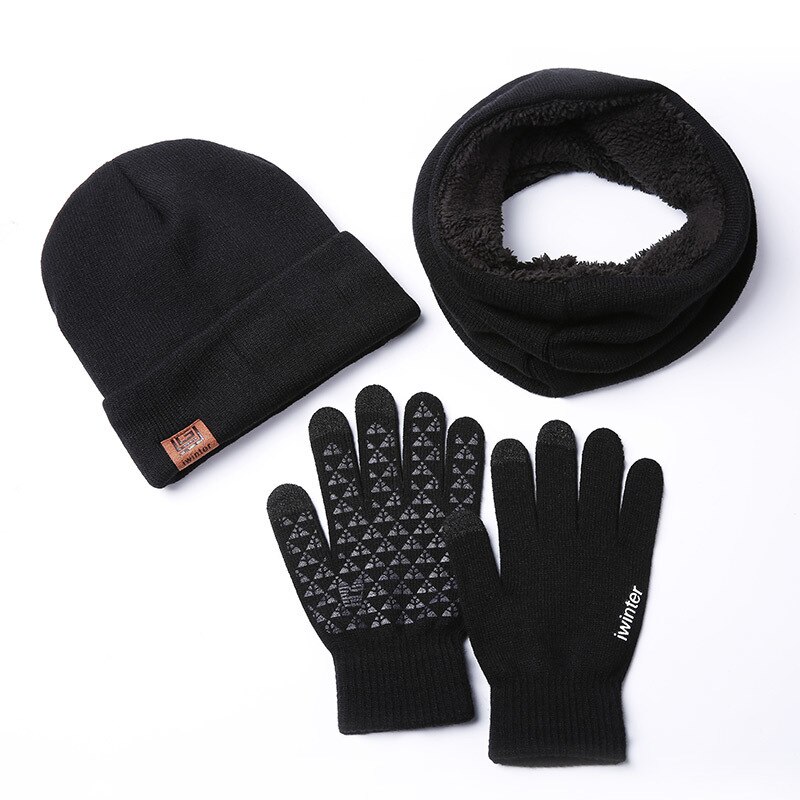Women Scarf Hat Gloves Set Three-Piece Winter windproof Thick Warm Set Female Hats Scarves Men Women Couple Unisex