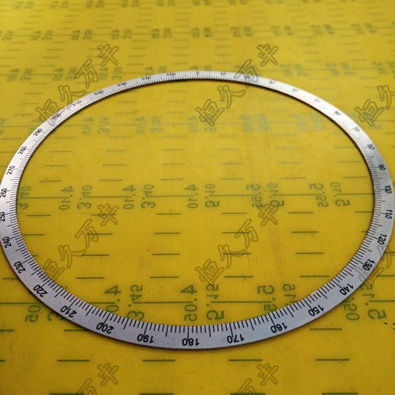 Medidor de ángulo de 166x150x1, Dial de 360 grados, círculo mecánico, placa decorativa de acero inoxidable