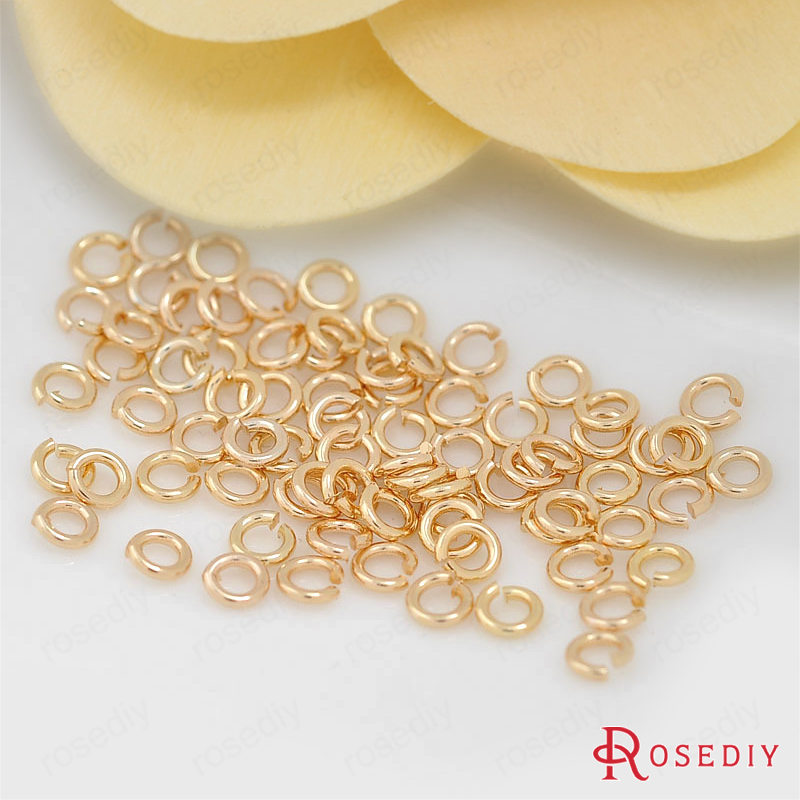 20PCS 3.2 ~ 10MM dicke 0.7 ~ 0,8 MM 24K Champagner Gold Farbe Überzog Messing Runde Jump ringe Split Ringe Schmuck Erkenntnisse